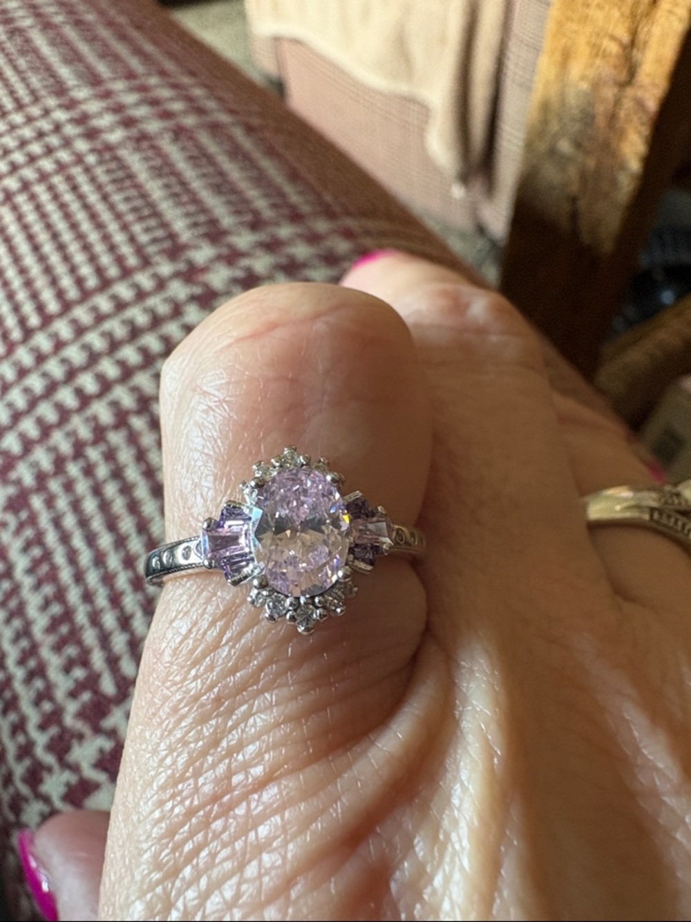 Pink Halo Cocktail Ring in Silver-Tone